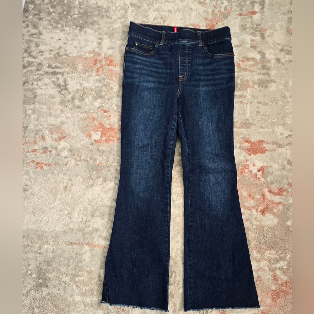 SPANX Blue Flare Wide Leg Jeans with Stretch M